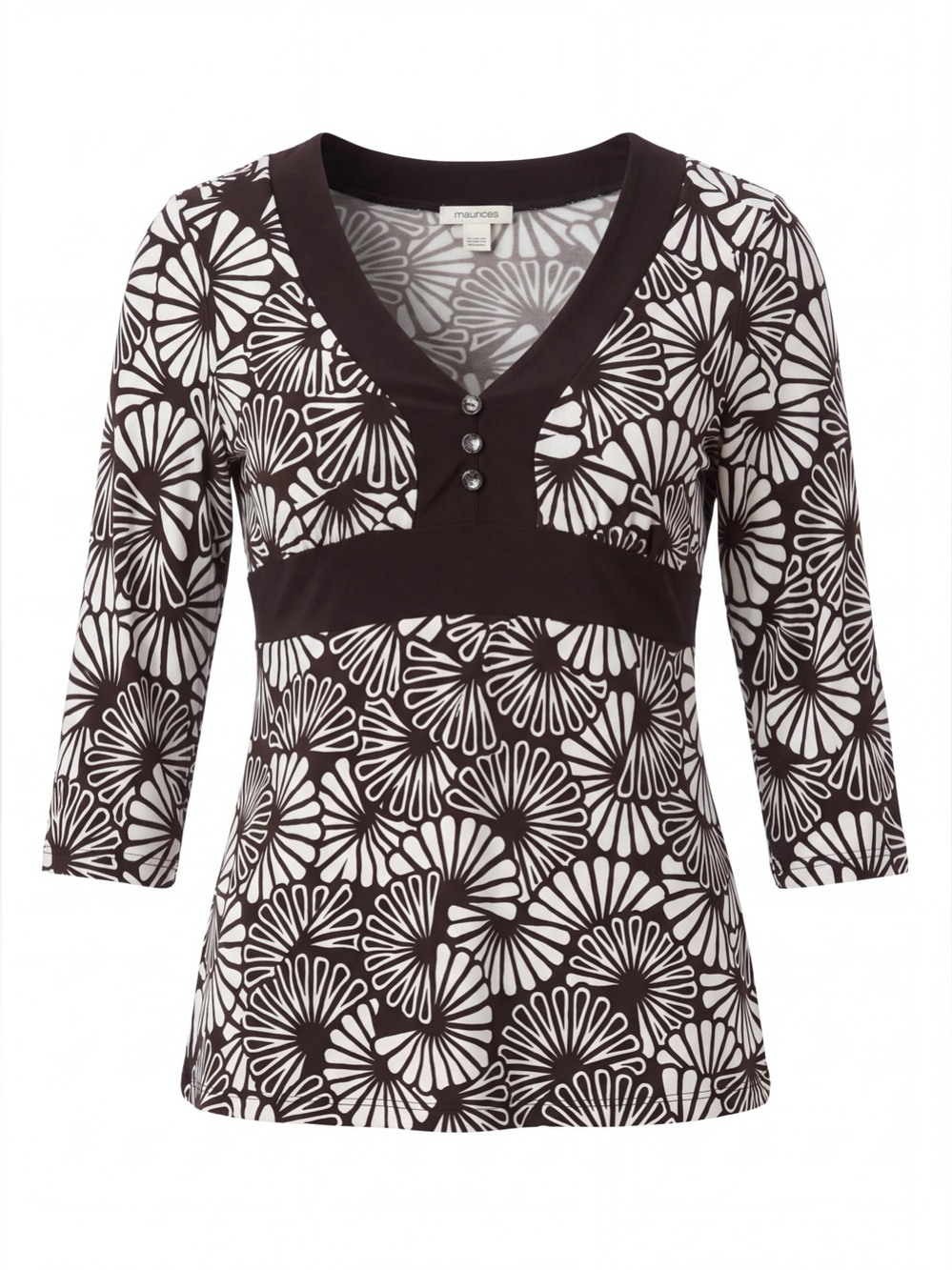 Maurices Monochrome Floral V-Neck Blouse